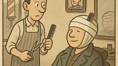 Dowcip: Fryzjer: Pan już chyba u nas był?